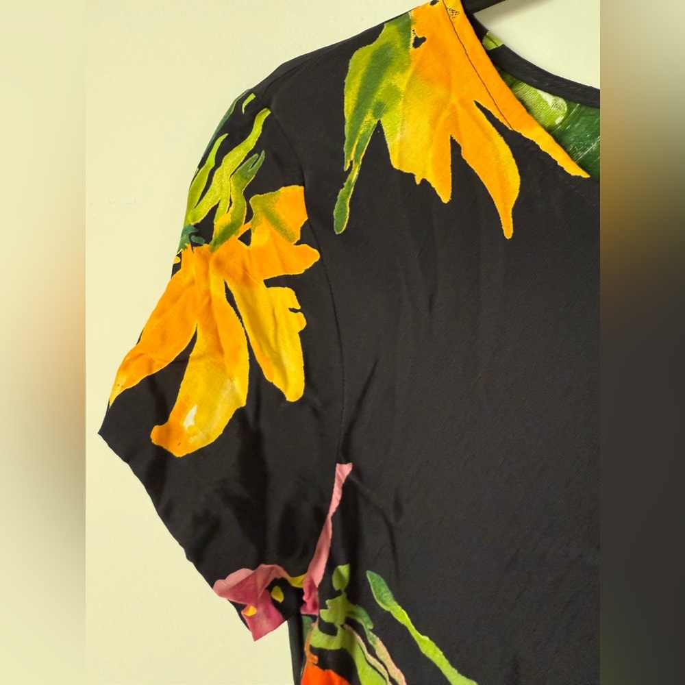 Vibrant Floral Carole Little Vintage 90s Maxi Made In USA - Picture 3 of 5